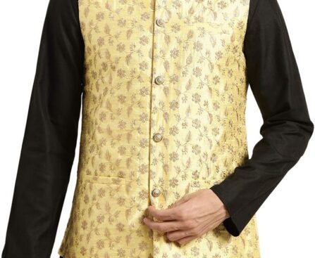 Sojanya (Since 1958 Men’S Silk Blend, Embroidered Nehru Jacket