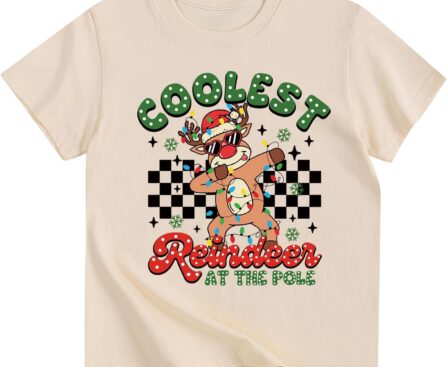 Christmas Shirts Boy Girl Reindeer Gingerbread Man Santa Tshirts Cotton Short Sleeve Tee 2-12 Years