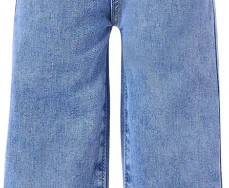 Floerns Toddler Girl’s Wide Leg Elastic Waist Button Baggy Jeans Solid Casual Denim Pants