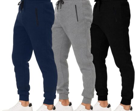 Sweatpants for Men 3 Pack Joggers – Men’s Athletic Sweatpants Pockets & Zipper Active Workout Pants