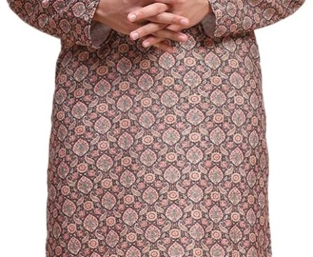 SKAVIJ Men’s Viscose Rayon Festive Sequin Printed Kurta Pajama Set |Perfect for Diwali, Wedding & Festive Celebrations