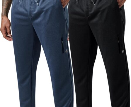 Liberty Pro 2 Pack: Men’s Joggers for Shorter Men – 29″ Inseam Sweatpants with Zip Pockets, Regular Fit Tapered Workout Pants
