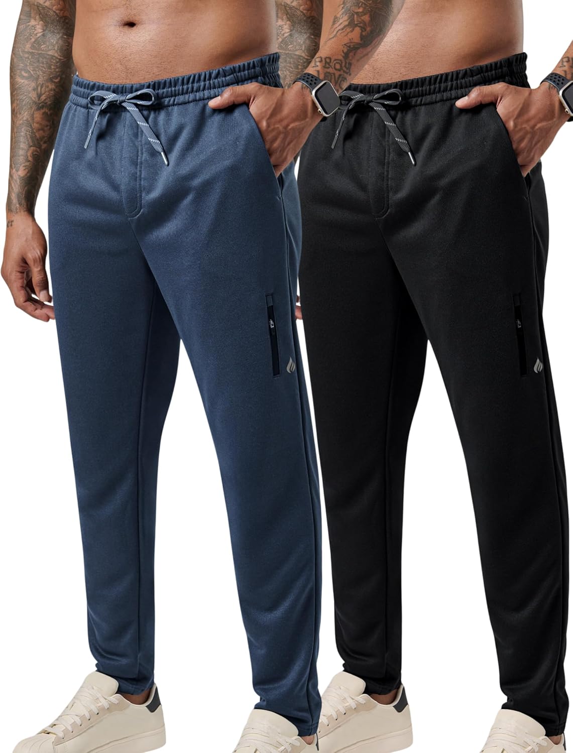 Liberty Pro 2 Pack: Men’s Joggers for Shorter Men – 29″ Inseam Sweatpants with Zip Pockets, Regular Fit Tapered Workout Pants