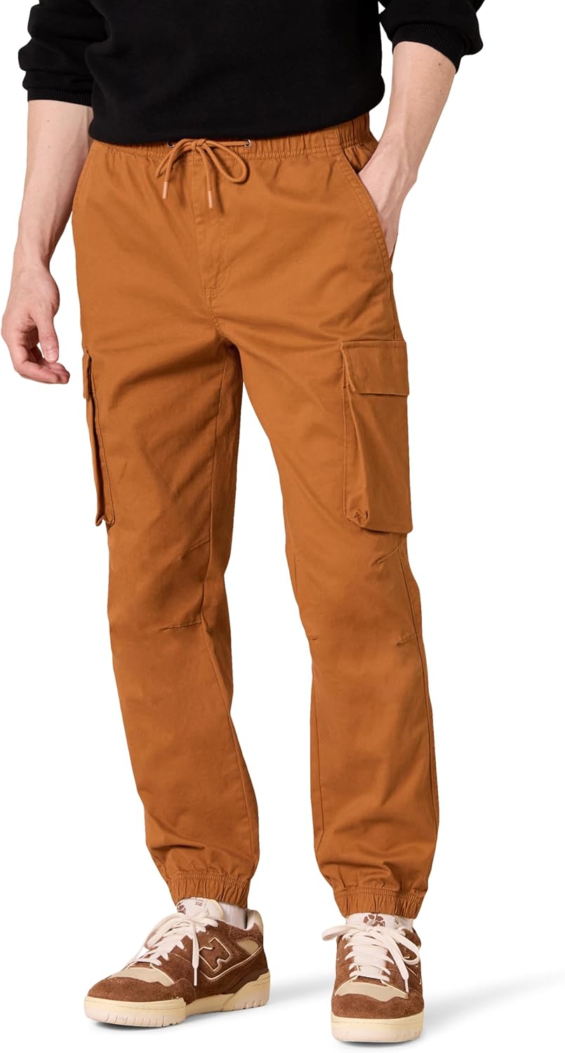 Amazon Essentials Mens Drawstring-Waist Regular-Fit Cargo Jogger