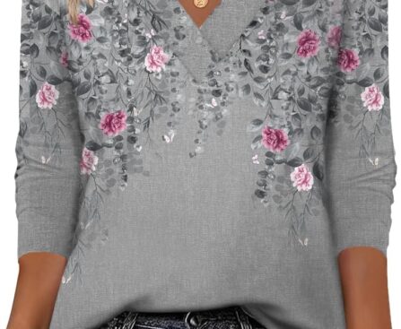 Zeagoo Women Long Sleeve Tops Dressy Casual V Neck Tshirts Basics Tee 2025 Fall Trendy Clothes S-2XL