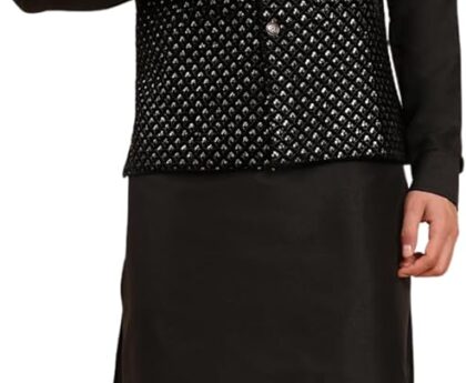 Pro-Ethic Style Developer Mens Indian Traditional Cotton Kurta Set With Velvet Jacket (Waistcoat) For Men (C-115)