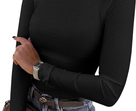 ANRABESS Women Long Sleeve Shirts Rib Knit Slim Fit Tops Basic Tee 2025 Fall Outfits Casual T-Shirt Underscrubs Layer Clothes