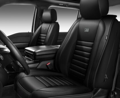 CAR PASS Nappa Leather Car Seat Covers Front Seats, Luxury Seat Protector for Cars, Waterproof Anti-Slip Seat Cushion Airbag Compatible Universal for Sedan SUV Pick-up Truck Automotive Vehicle, Black