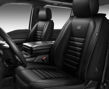 CAR PASS Nappa Leather Car Seat Covers Front Seats, Luxury Seat Protector for Cars, Waterproof Anti-Slip Seat Cushion Airbag Compatible Universal for Sedan SUV Pick-up Truck Automotive Vehicle, Black