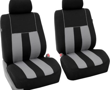 FH Group Striking Striped Car Seat Covers – Universal Fit, Washable Seat Covers for Cars, SUVs, Vans, Sedans, Gray, Front Set