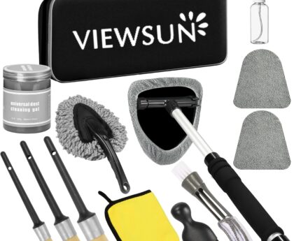 Viewsun Windshield Cleaner Tool, 13Pcs Car Interior Cleaning Kit, Car Detailing Kit Interior Cleaner, Car Detailing Brushes, Car Cleaning Gel, Inside Cleaning Supplies Accessories for Women Men