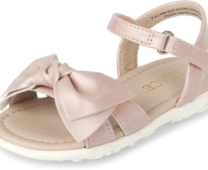 The Children’s Place girls Baby Girls and Toddler Flat Sandals With Adjustable Ankle Strap