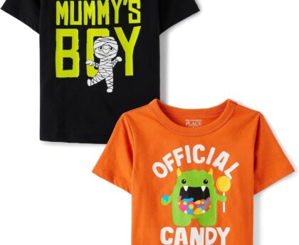 The Children’s Place Baby-Boys and Toddler All Holidays,Birthdays Short Sleeve Graphic T-Shirts,2 Pack