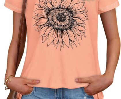 T Shirts for Women Summer Short Sleeve Crewneck Casual Cute Graphic Basic Tees Tops
