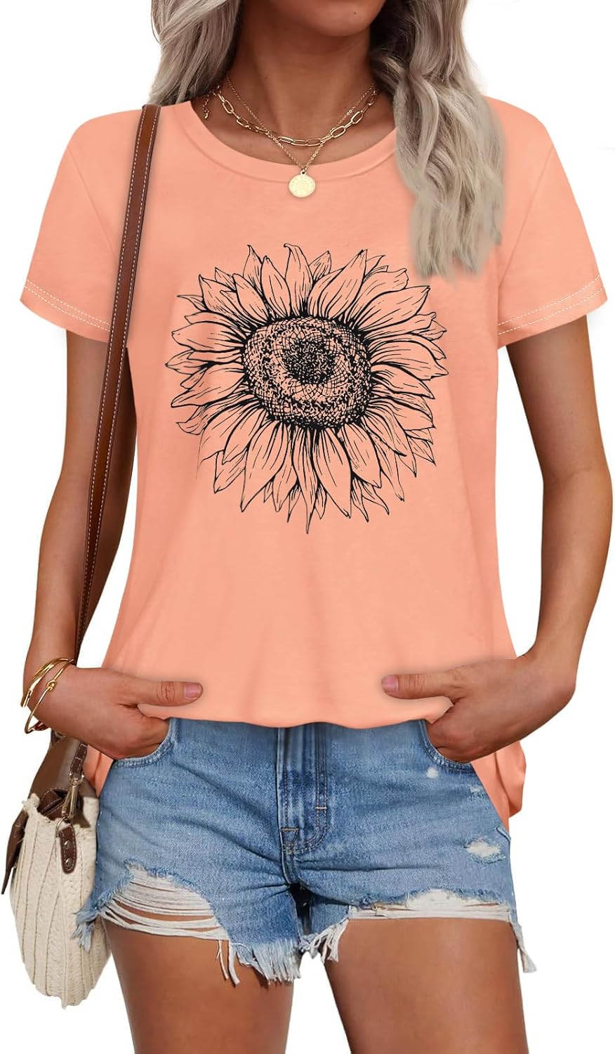 T Shirts for Women Summer Short Sleeve Crewneck Casual Cute Graphic Basic Tees Tops