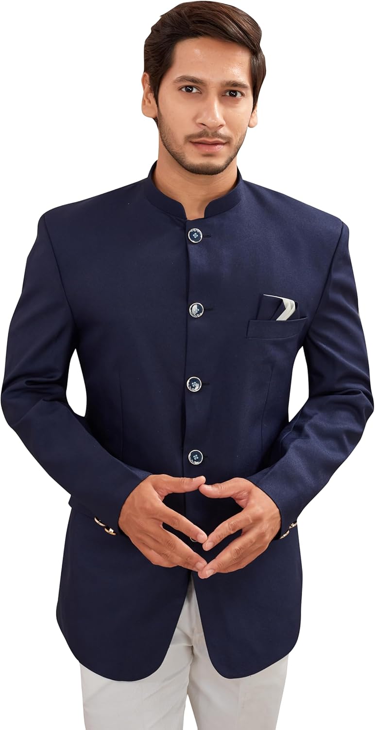 Men’s Indian Ethnic Jodhpuri Casual Slim Fit Waist Coat Bandhgala Jacket