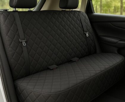 Waterproof Dog Car Seat Cover with Belt for Back Seat – Washable Pet Protector Accessories for Cars, Trucks, SUVs, and Bench Seats – Auto Backseat Hammock for Small & Large Dogs
