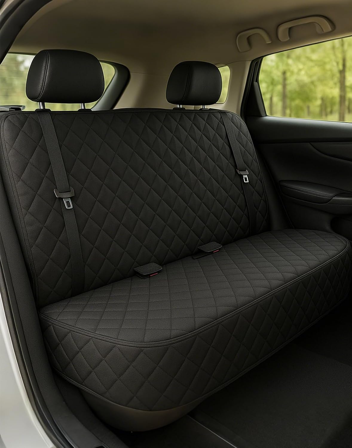 Waterproof Dog Car Seat Cover with Belt for Back Seat – Washable Pet Protector Accessories for Cars, Trucks, SUVs, and Bench Seats – Auto Backseat Hammock for Small & Large Dogs