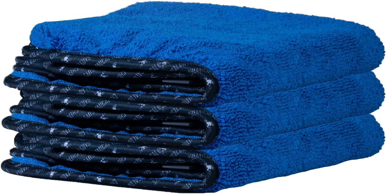 Chemical Guys Professional Grade Premium Microfiber Towels for Cars, Blue, 16″ x 16″, Ultra-Soft and Scratch-Free Car Detailing Cloths for Trucks, Motorcycles, and More – 3 Pack