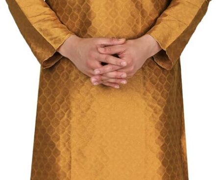 SKAVIJ Men’s Tunic Art Silk Indian Kurta Pajama Wedding Party Festive Season Dress Suit