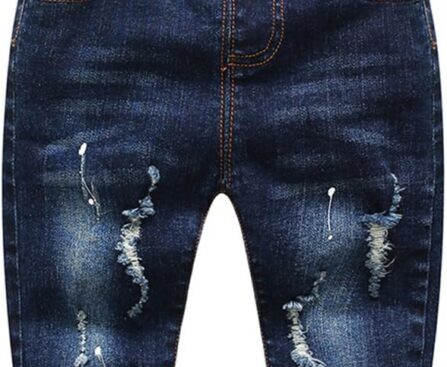 KIDSCOOL SPACE Baby Girl Boy Jeans,Little Kid Elastic Waist Ripped Denim Pants