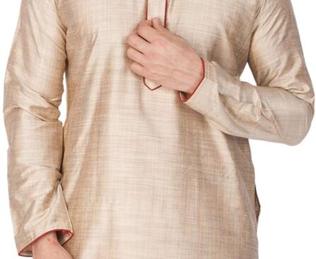 Elina fashion Men’s Tunic Cotton Silk Kurta Pajama Set Indian Traditional Wear