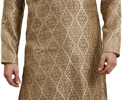 Sojanya (Since 1958 Men’S Cotton Linen Blue Foil Printed Only Long Kurta