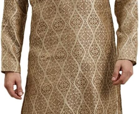 Sojanya (Since 1958 Men’S Cotton Linen Blue Foil Printed Only Long Kurta