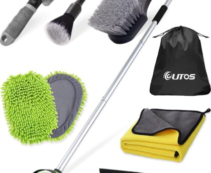 8Pcs Car Wash Kit, 62’’ Car Wash Brush with Long Handle, Microfiber Carwash Kit Set, Car Washing Supplies for Cars RV Truck Exterior