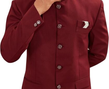 Men’s Indian Ethnic Jodhpuri Casual Slim Fit Waist Coat Bandhgala Jacket