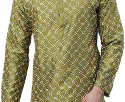 Men’s Silk Blend Kurta with Multi Color embroidery