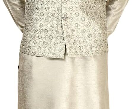 Indian Royal Designer Traditional Wedding Groom Outfit Kurta Pyjama With Nehru Jacket for Men