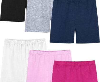 6 Pack Girls Bike Shorts Cartwheel Toddler Biker Under Dress Dance Multi-Color Kids Shorts Girls Clothes