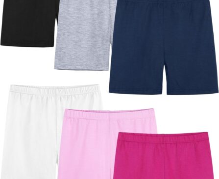 6 Pack Girls Bike Shorts Cartwheel Toddler Biker Under Dress Dance Multi-Color Kids Shorts Girls Clothes