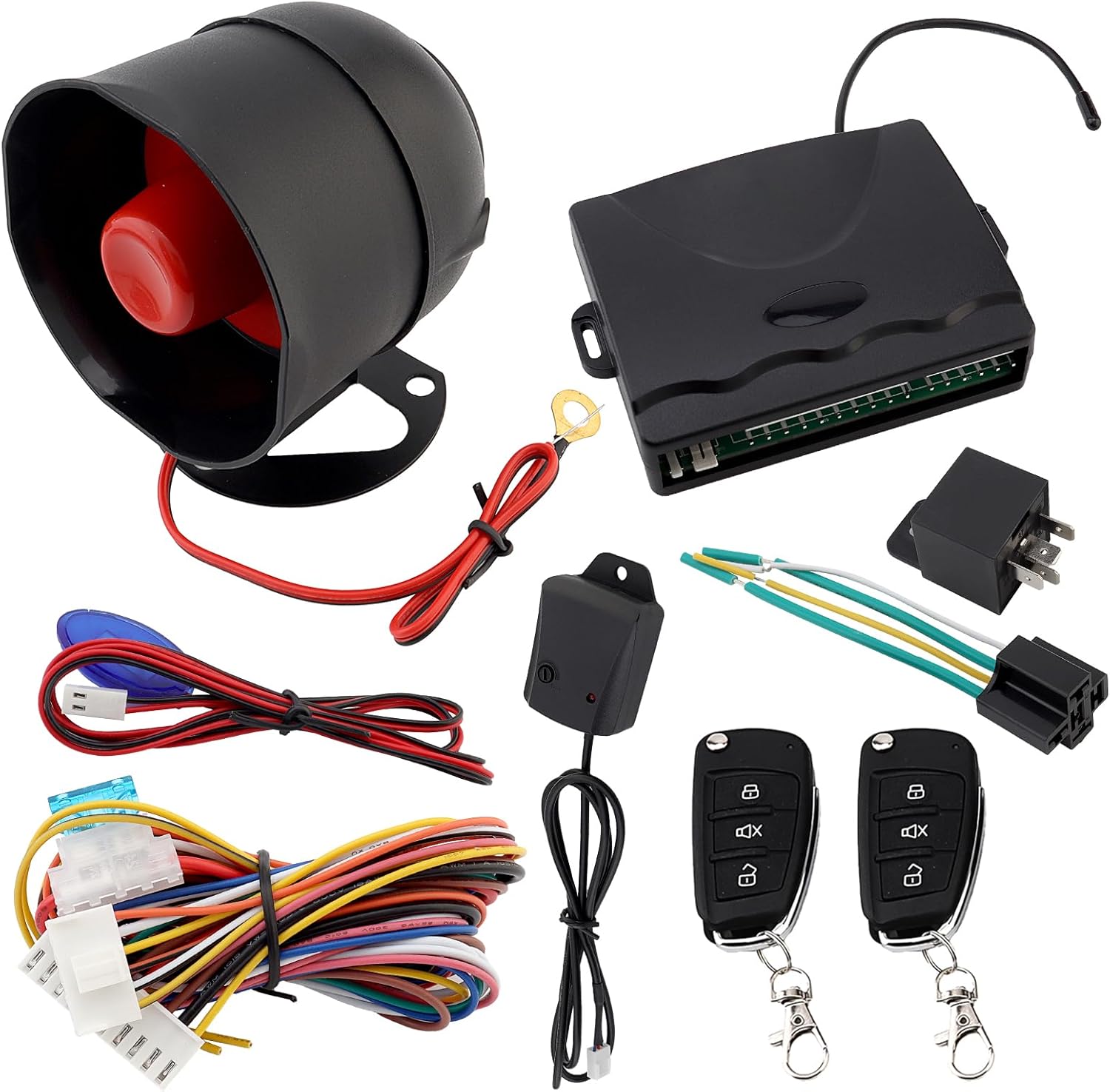 Universal 12V Auto Car Alarm Keyless Entry System with Remote Control Siren Sensor