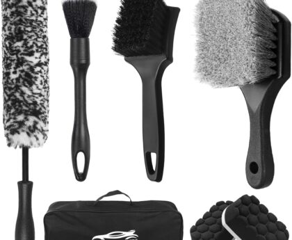 7Pcs Car Wheel Brush kit, Tire Brush, Wheel Cleaner Brush, Soft-bristled Rim Cleaner Brush, Tire Shine Applicator Pad, Car Detailing Brushes, Wheel Brushes for Cleaning Wheels,Tires
