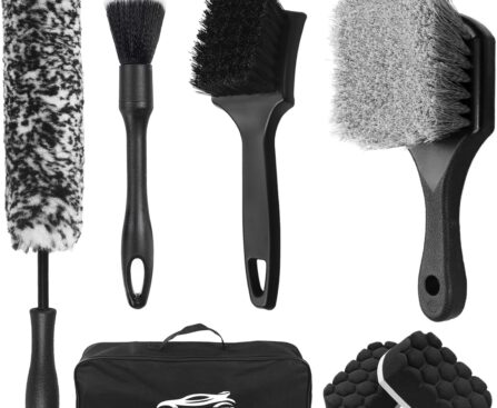 7Pcs Car Wheel Brush kit, Tire Brush, Wheel Cleaner Brush, Soft-bristled Rim Cleaner Brush, Tire Shine Applicator Pad, Car Detailing Brushes, Wheel Brushes for Cleaning Wheels,Tires