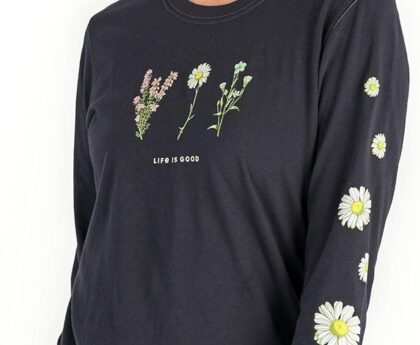 Women’s Detailed Wildflowers Long Sleeve Crusher Tee