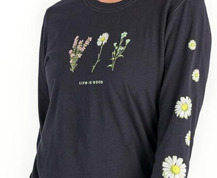 Women’s Detailed Wildflowers Long Sleeve Crusher Tee