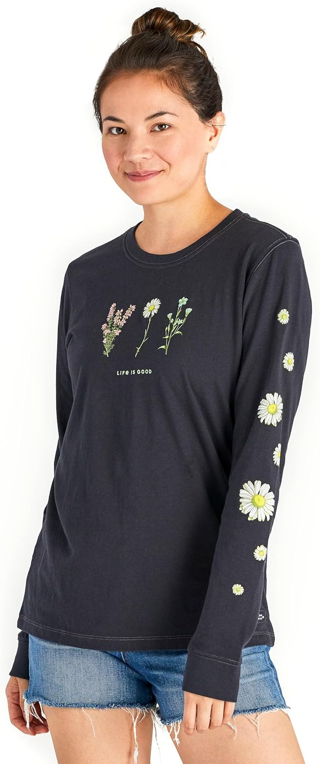 Women’s Detailed Wildflowers Long Sleeve Crusher Tee