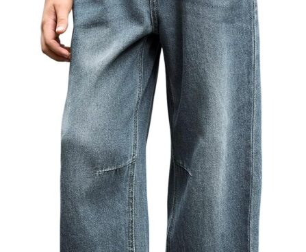 Haloumoning Boys Casual Straight Leg Baggy Jeans Kids Elastic Waist Loose Denim Pants with Pockets 5-14 Years