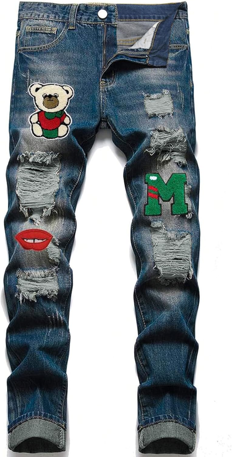 GAGELE Boy’s Skinny Ripped Jeans Destroyed Distressed Stretch Slim Fit Denim Pants