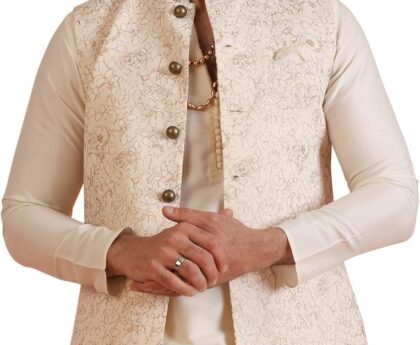 KISAH Mens Nehru Jacket – Stylish Modi Jacket – Traditional Indian Ethnic Wear for Men – Ideal for Weddings & Celebrations