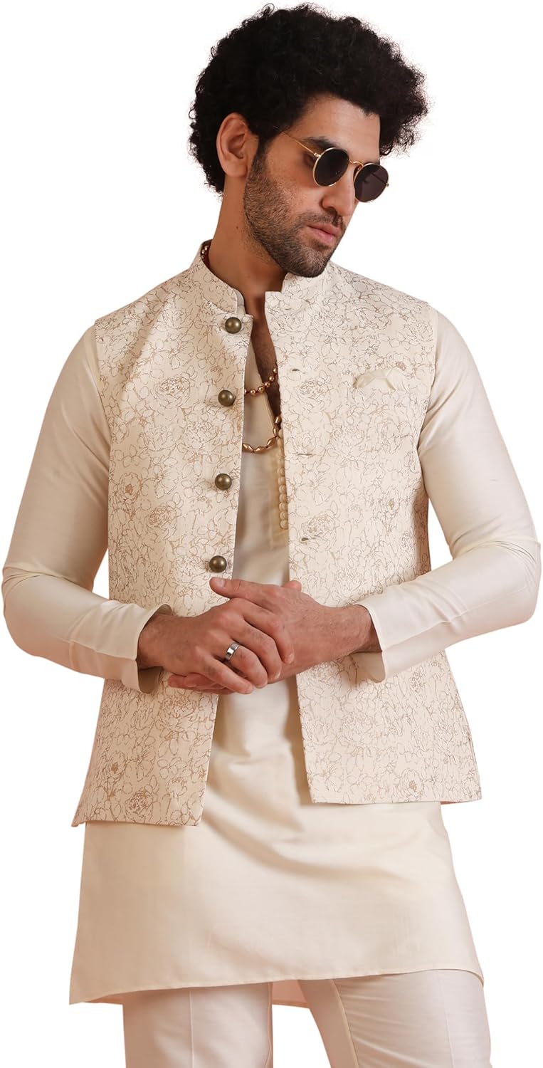 KISAH Mens Nehru Jacket – Stylish Modi Jacket – Traditional Indian Ethnic Wear for Men – Ideal for Weddings & Celebrations