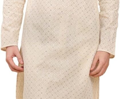 Pro-Ethic Style Developer Men’s Pure Cotton Sequined Embroidred Kurta | Traditional Indian Festive Kurta (A-126)