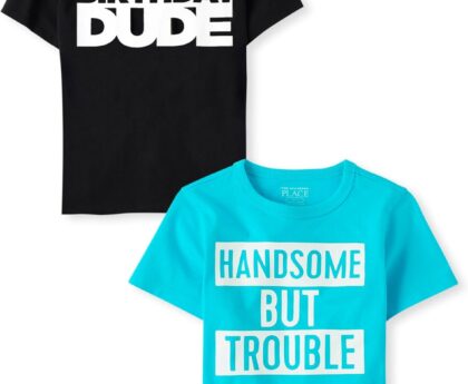 The Children’s Place Baby-Boys and Toddler All Holidays,Birthdays Short Sleeve Graphic T-Shirts,2 Pack