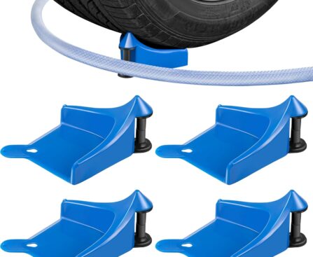 Dreyoo 4 Pcs Car Hose Guide, Tire Hose Roller for Car Washing, Detailing Tire Hose Guide Preventing Pressure Washer Hose Stuck Under The Wheels, Plastic Wash Tool to Avoid Snagging(Blue)