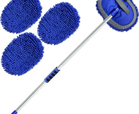 Wontolf 62” Car Wash Brush Kit with Long Handle, Chenille Microfiber Car Wash Mop Mitt Scratch-Free Car Detailing Cleaning Brush Care Kit Car Cleaning Supplies for Cars RV Truck Boat