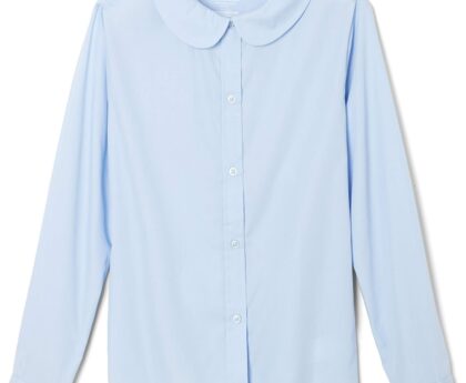 French Toast Girls Long Sleeve Woven Shirt with Peter Pan Collar (Standard & Plus)