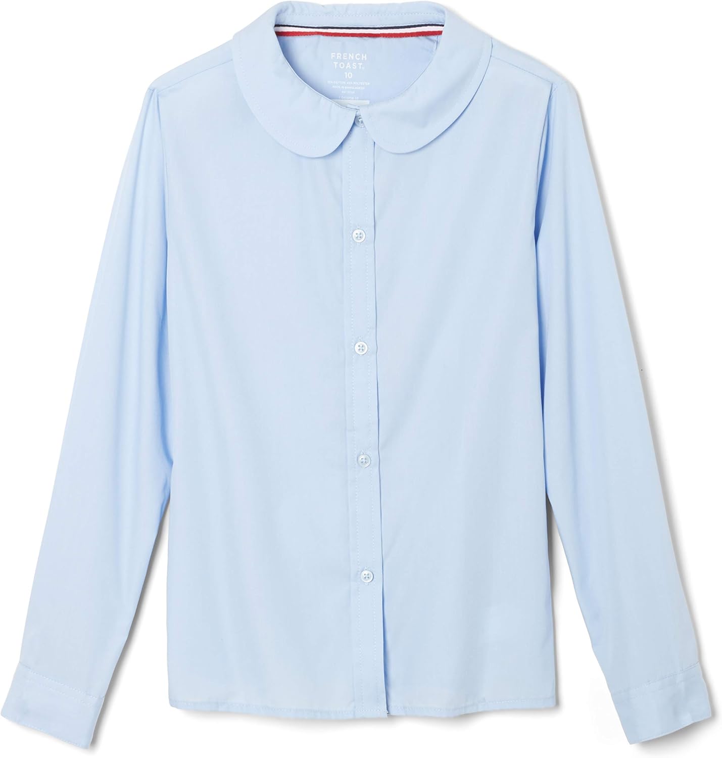 French Toast Girls Long Sleeve Woven Shirt with Peter Pan Collar (Standard & Plus)
